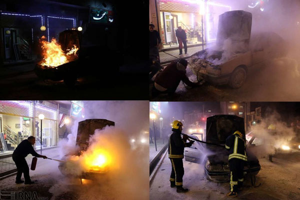 آتش‌سوزی ناگهانی پژو ۴۰۵ در تبریز