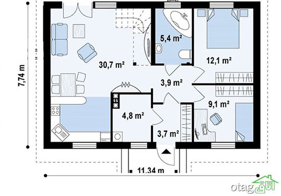 ۳ مدل نقشه خانه ۷۰ متری، همراه چیدمان کامل