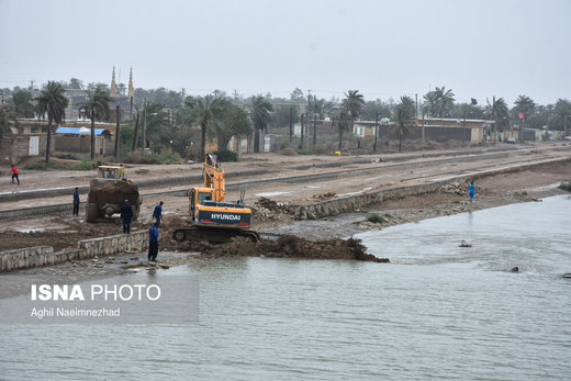 جاری شدن سیل در اروندکنار خوزستان