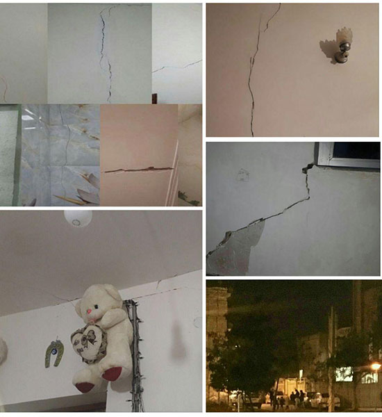 تَرک خوردن دیوار بر اثر زلزله در اردبیل