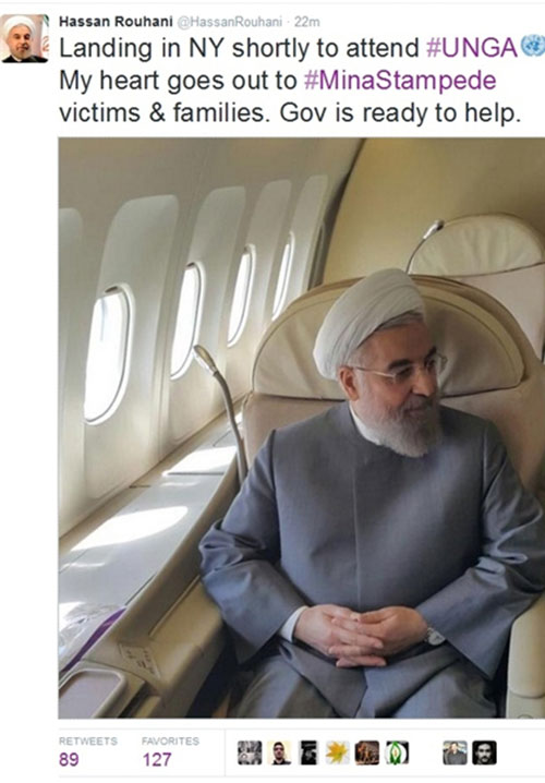 توئیت روحانی در نیویورک در پی حادثه منا