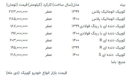 کوییک در بازار خودرو چند؟