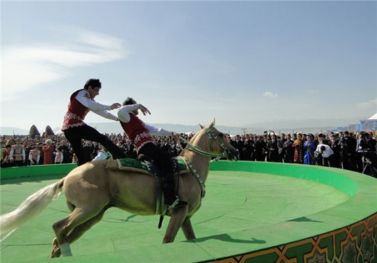 حرکات نمایشی بر روی اسب ترکمن +عکس