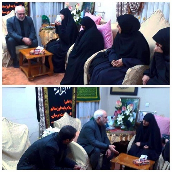 ظریف و همسرش در منزل شهید سلیمانی