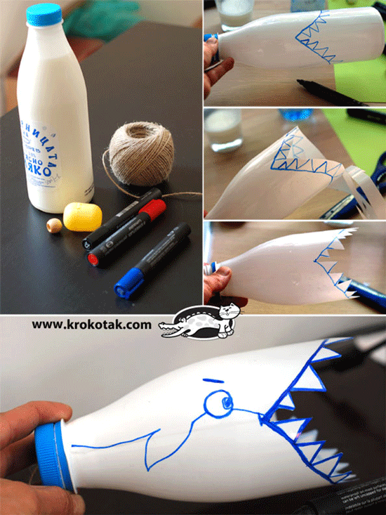 کاردستی: ساخت کوسه با بطری پلاستیکی شیر