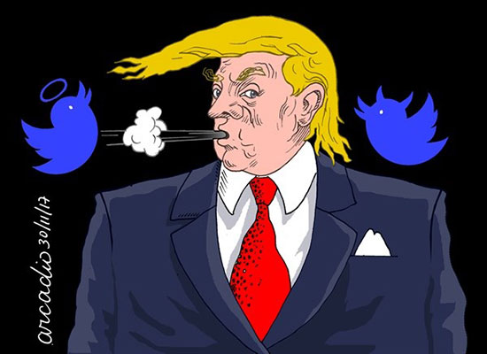 کاریکاتور: توئیت‌های دردسرساز رئیس‌جمهور!