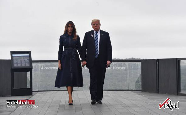 ترامپ و همسرش در یادبود قربانیان ۱۱ سپتامبر