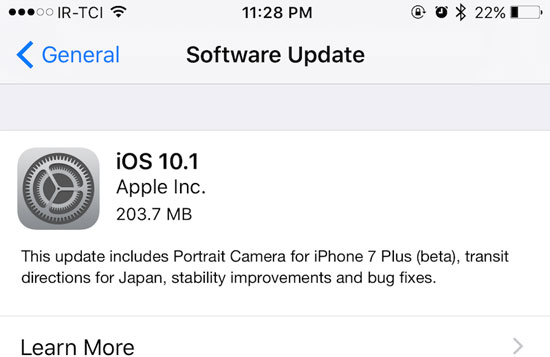 اپل iOS 10.1 را منتشر کرد