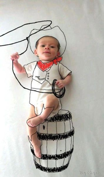 هنرنمایی پدر خلاق با نوزادش! +عکس