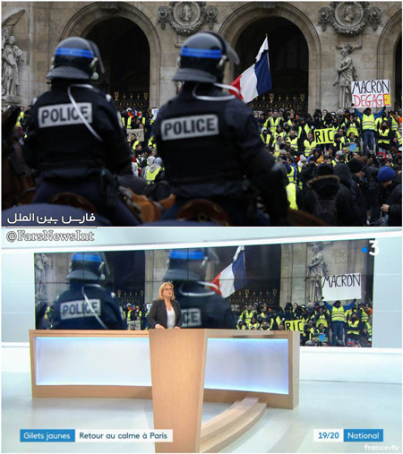 اقدام عجیب شبکه ۳ در پوشش اعتراضات پاریس