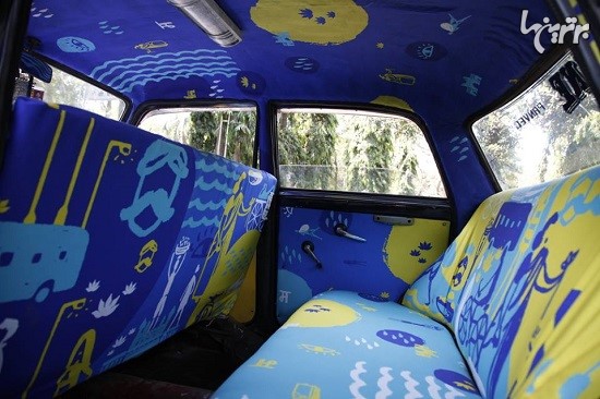 طراحی داخل تاکسی به سبک کارتونی و سرگرم کننده