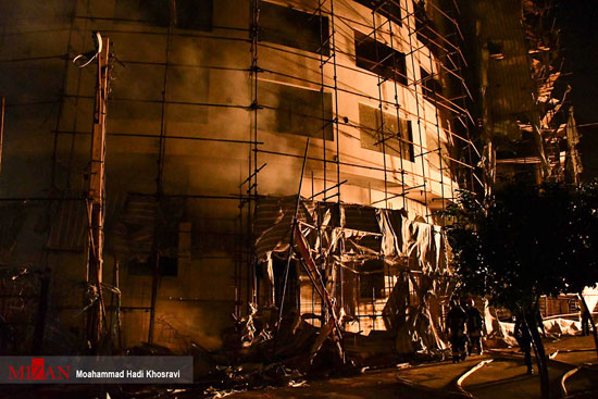خطر ریزش هتل آسمان شیراز بر اثر آتش‌سوزی