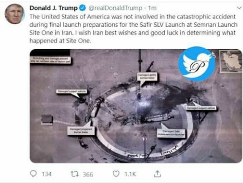 ترامپ: در ناکامی ماهواره ایران نقشی نداشتیم