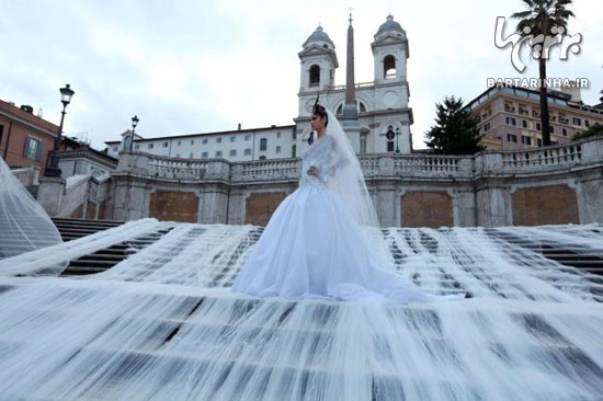 لباس عروسی که 3 کیلومتر طول دارد! +عکس
