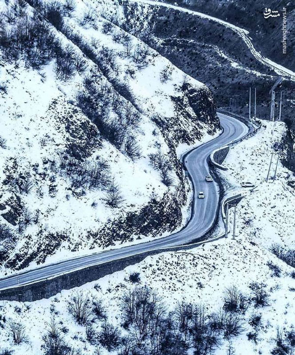 طبیعت زیبای زمستانی جاده چالوس