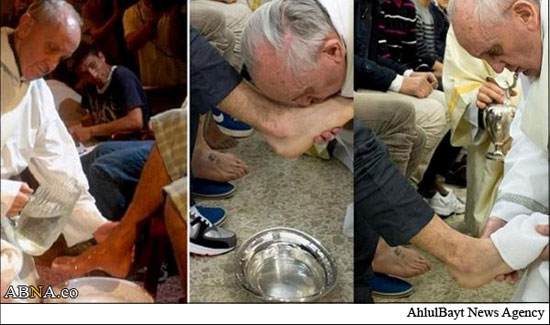 عکس: «پاپ» پاهای‌ مرد 75 ساله را بوسید