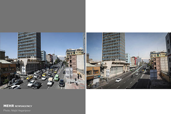 تصاویری از تهران با فاصله پنجاه روز