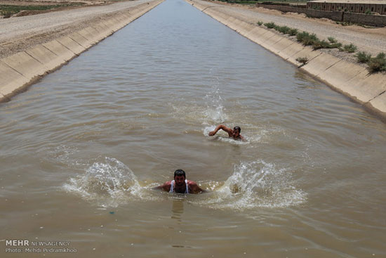 آبتنی در گرمای خوزستان