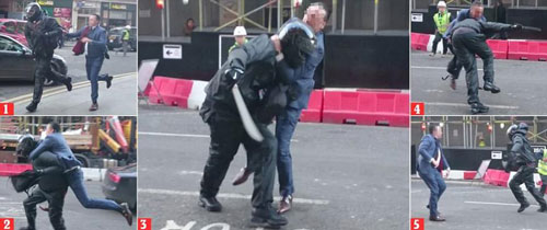 تصاویری از قمه کشی سارق مسلح در لندن!