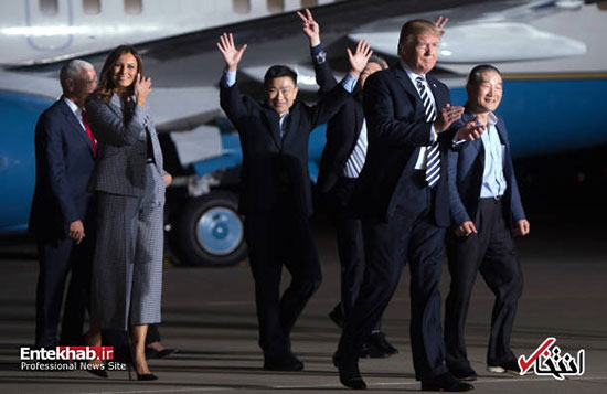 استقبال ترامپ و همسرش از سه آمریکایی آزاد شده