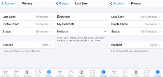 تنظیمات حریم شخصی WhatsApp