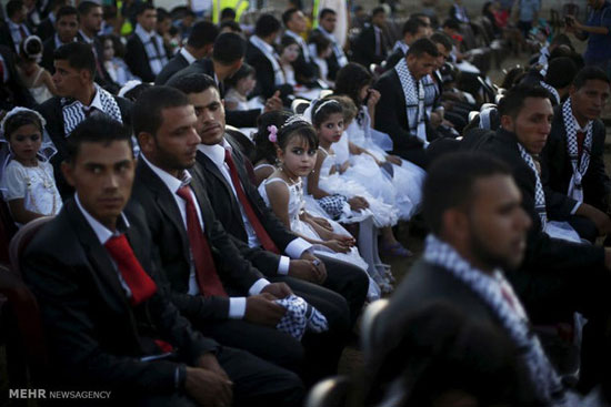 جشن ازدواج 150 زوج غزه‎، بدون یک عروس!