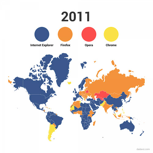 نقشه دنیا به روایت جنگ مرورگرها
