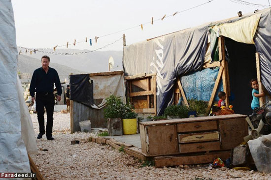 دیوید کامرون در کمپ آوارگان سوری +عکس