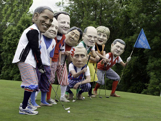 عکس بدل رهبران جهان در حال بازی گلف