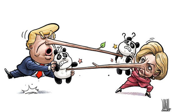 کاریکاتور: شباهت عجیب کلینتون و ترامپ!