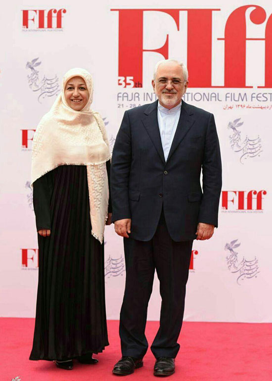 ظریف و همسرش در اختتامیه جشنواره جهانی فجر