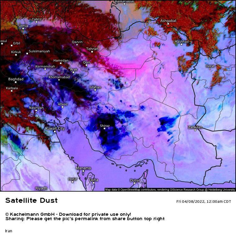 تصویر ماهواه‌ای از وقوع گرد و خاک شدید در ایران