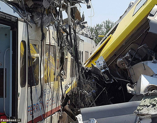 تصادف مرگبار دو قطار در ایتالیا +عکس