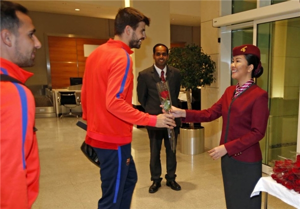 استقبال از بازیکنان بارسلونا در قطر