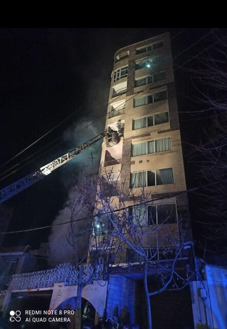 مهار آتش‌سوزی مرگبار ساختمان ۹ طبقه در کرمانشاه