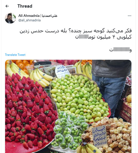 واکنش کاربران به قیمت فوق نجومیِ گوجه سبز 