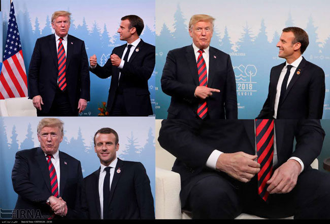 جای انگشت مکرون روی دست ترامپ!