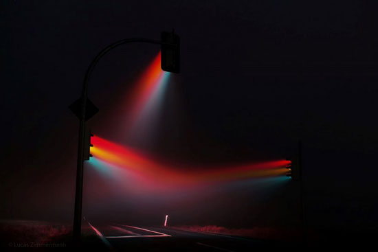 عکس های خلاقانه «چراغ راهنمائی» در مه