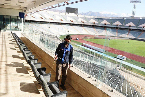 ضدعفونی ورزشگاه آزادی پیش از دیدار تیم ملی