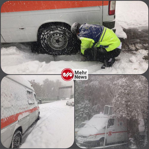 آمبولانس هم گرفتار برف تهران شد