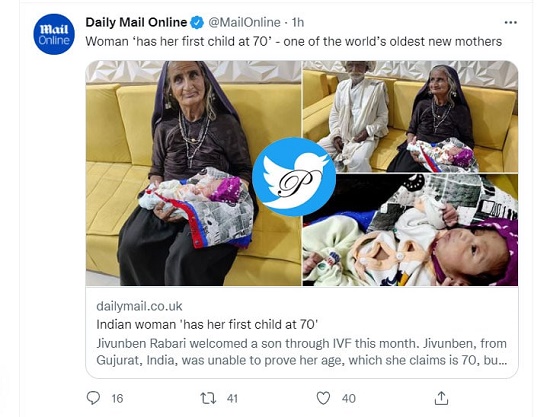 زن ۷۰ ساله هندی، بچه‌دار شد