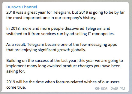 پیام پاول دورف برای کاربران تلگرام