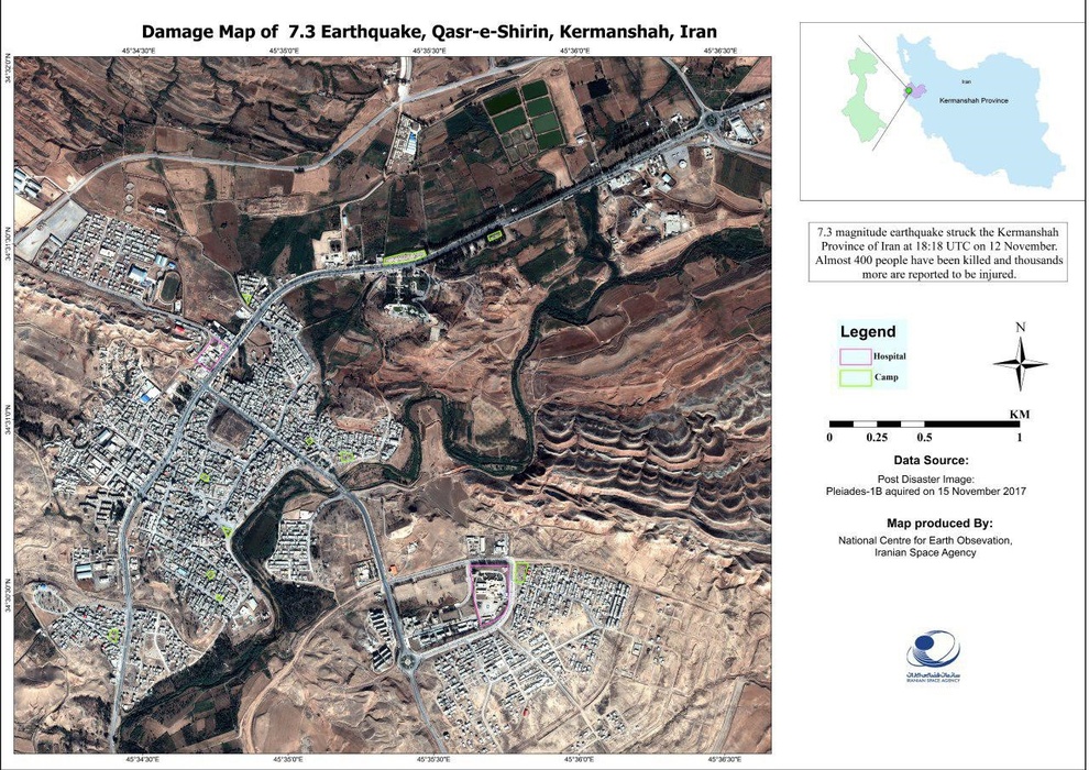 اولین عکس ماهواره ای از مناطق زلزله زده
