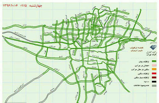 آرامش ترافیکی معابر تهران پس از زلزله تهران