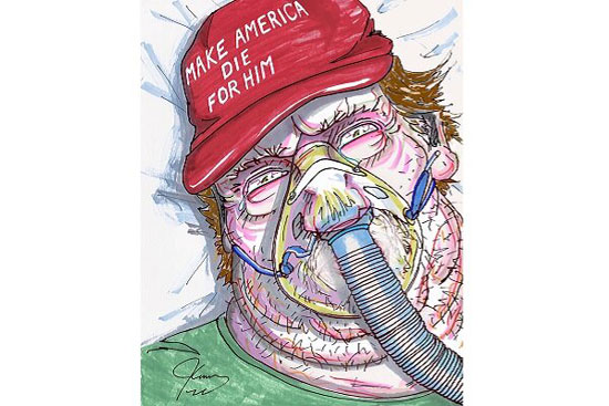 جیم کری در نقاشی‌اش جمهوری‌خواهان را کوبید