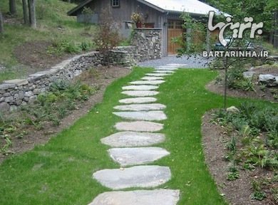 طرح های زیبای باغچه و سبزه برای جلوی منزل