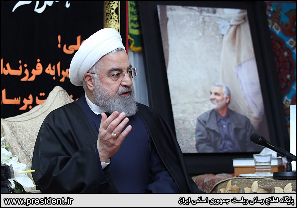 حضور روحانی در منزل سردار شهید سلیمانی