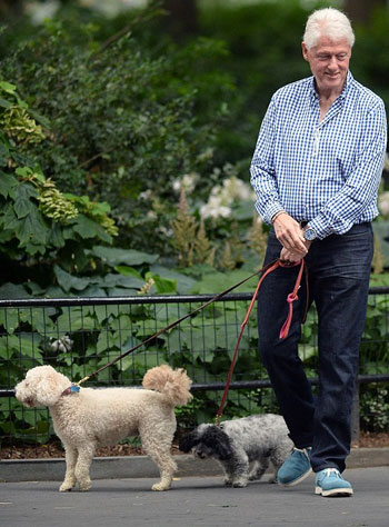 عکس: قدم زدن بیل کلینتون با سگ