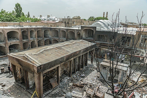 بازار تاریخی تبریز دو هفته پس از آتش‌سوزی
