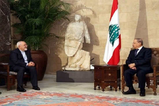 دیدار ظریف با عون در کاخ ریاست جمهوری لبنان